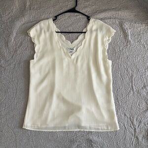 Express Cream Scallop-Edge Blouse